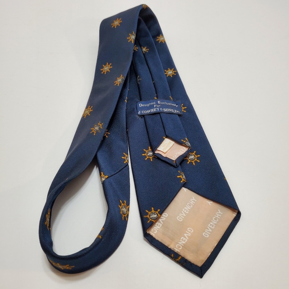 Givenchy Necktie Blue Geometric Repp Neck Tie Repp Fabric Nautical Theme - Picture 5 of 5